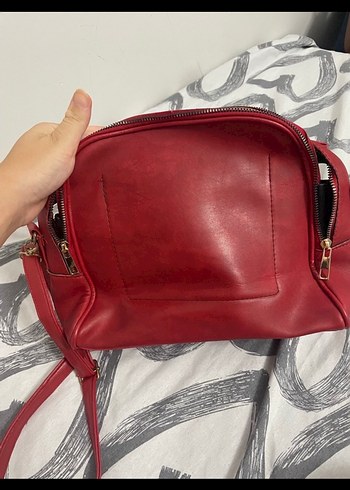 Kırmızı Deri Kadın Çanta - Görsel 5