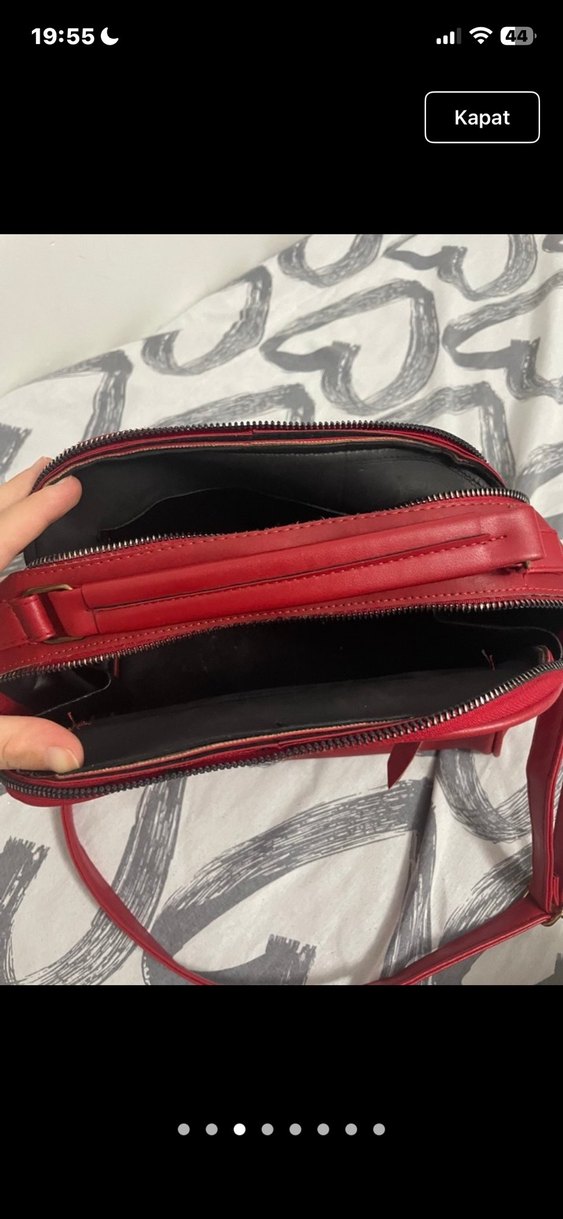 Kırmızı Deri Kadın Çanta - Görsel 3