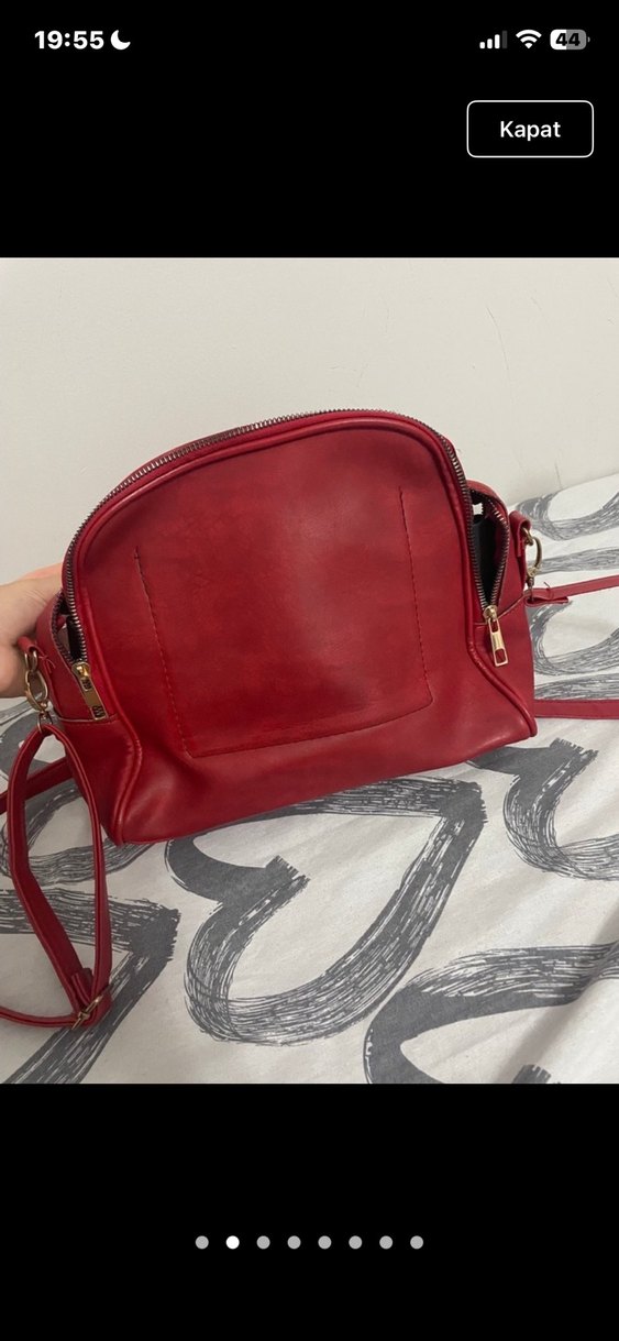 Kırmızı Deri Kadın Çanta - Görsel 2