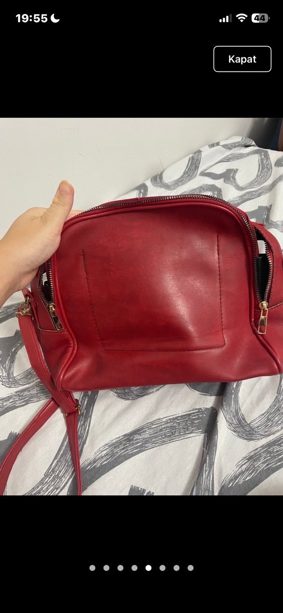 Kırmızı Deri Kadın Çanta - Görsel 5