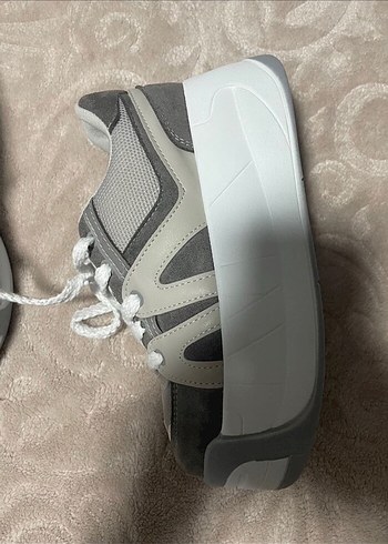 Sıfır Gri Bağcıklı Kadın Sneakers - Görsel 4