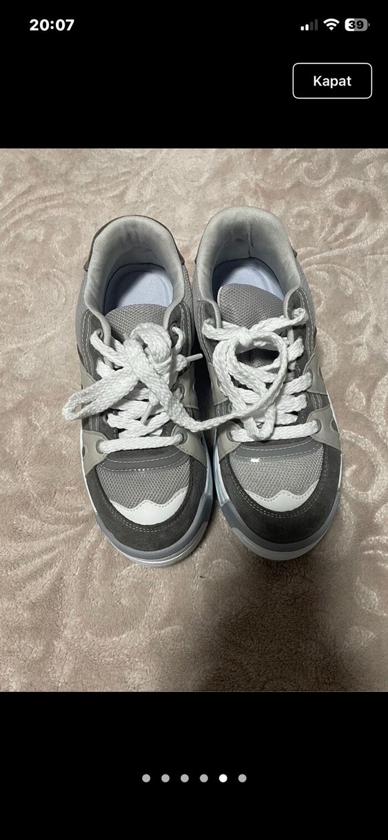 Sıfır Gri Bağcıklı Kadın Sneakers - Görsel 5