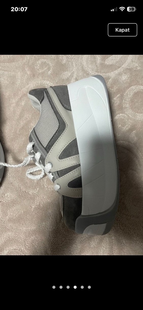 Sıfır Gri Bağcıklı Kadın Sneakers - Görsel 4