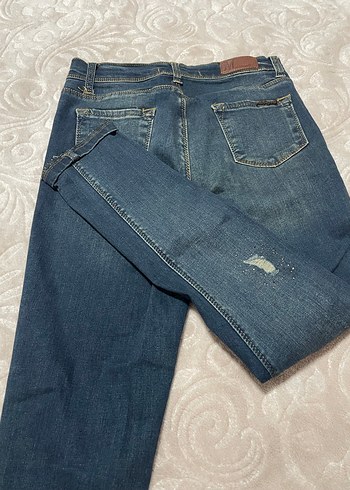 Taşlı Mavi Payetli Normal Kesim Denim Kadın Kot Pantolon - Görsel 7