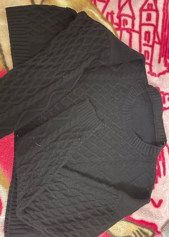 Crop Siyah Örgü Kadın Kazak - Görsel 2