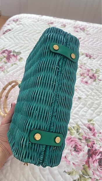  Beden yeşil Renk Zara rattan çanta