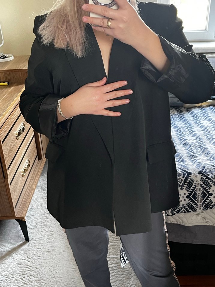 Düğmeli Siyah Kadın Blazer Ceket - Görsel 2