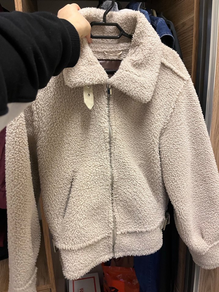 Bej Kadın Peluş Midi Ceket - Görsel 2