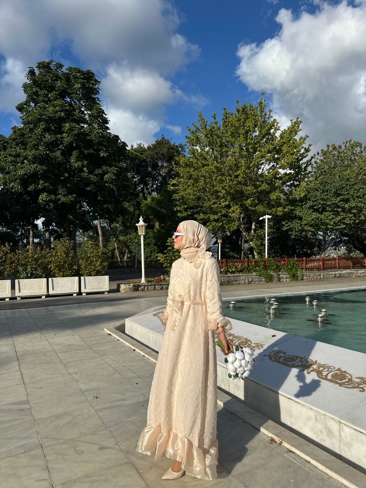 Uzun Kollu Etnik Desenli Bohem Uzun Elbise - Görsel 3