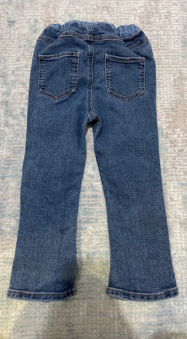 Kız Çocuk Nakışlı Denim Pantolon - Görsel 3