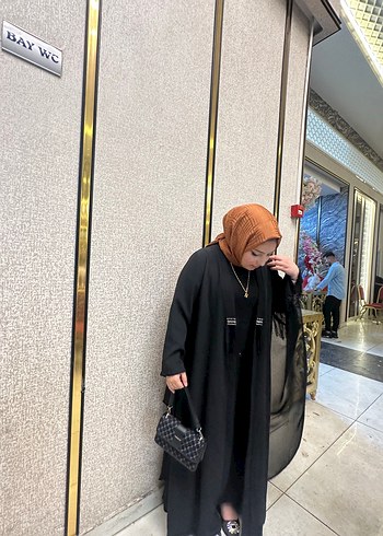 xxl Beden Uzun Siyah Drapeli taşlı abaya