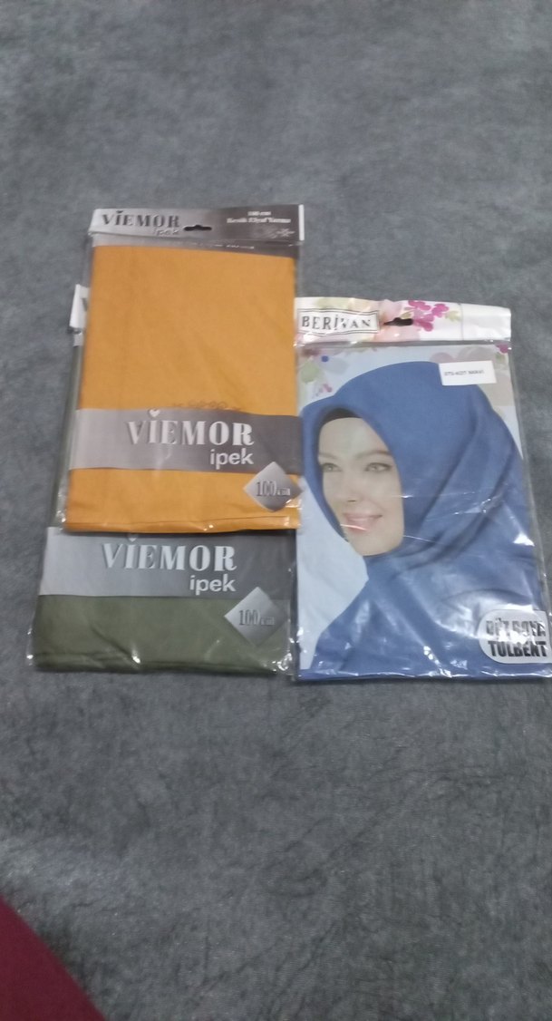 Kadın Camel ve Gri Velcro tülbent - Görsel 2