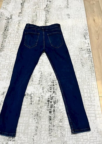 Düğmeli Lacivert Kadın Midi Boy Kot Pantolon - Görsel 2