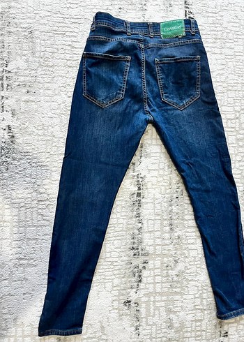 Düğmeli Mavi  Pantolon - Görsel 2