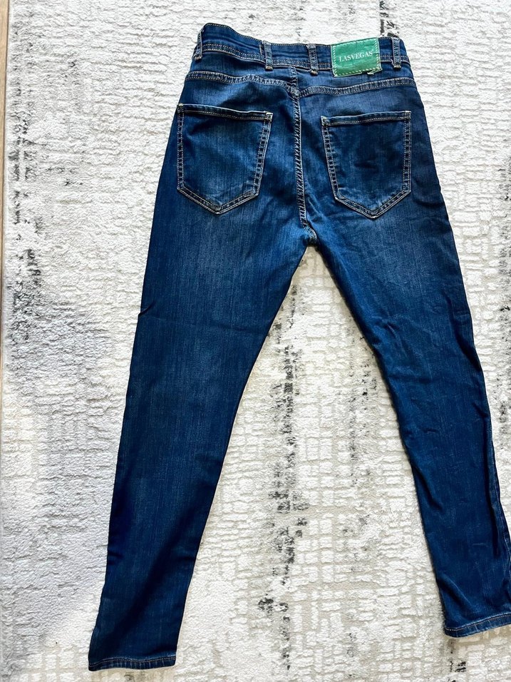 Düğmeli Mavi  Pantolon - Görsel 2