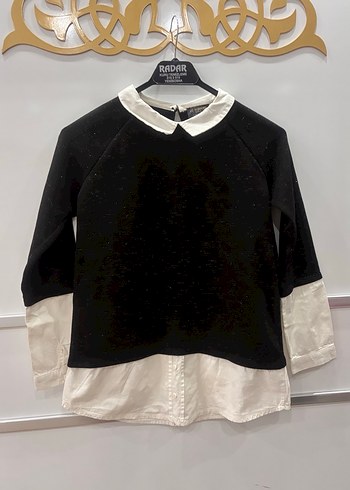 Kız Çocuk Siyah Gri Uzun Kollu Bluz - Görsel 2