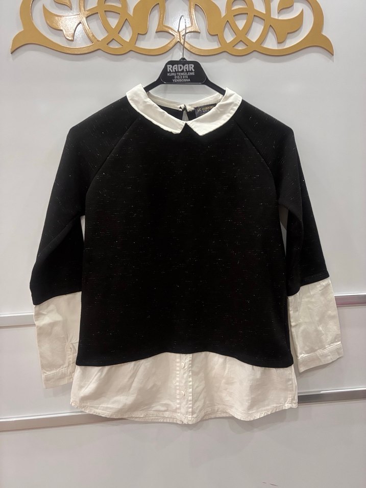 Kız Çocuk Siyah Gri Uzun Kollu Bluz - Görsel 2