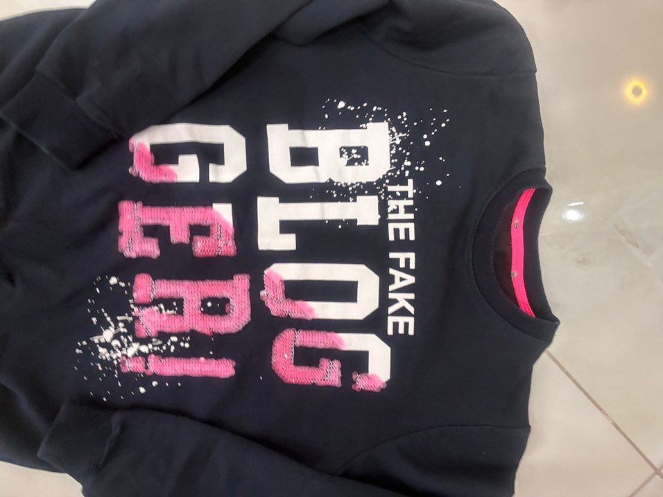 Siyah Payetli Baskılı Oversize Sweatshirt - Görsel 2