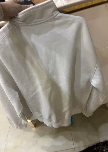 Beyaz Yarım Fermuarlı Palermo Sweatshirt - Görsel 4