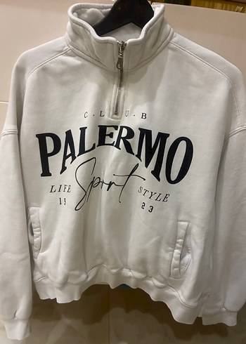 Beyaz Yarım Fermuarlı Palermo Sweatshirt - Görsel 2