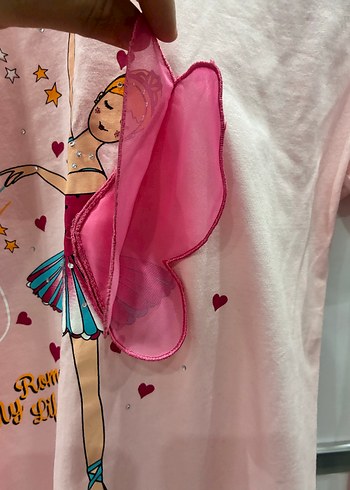 Kız Çocuk Uzun Kollu Pembe Baskılı Tişört - Görsel 2