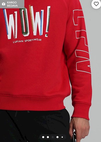 Kırmızı Kapüşonsuz Oversize Sweatshirt - Görsel 2