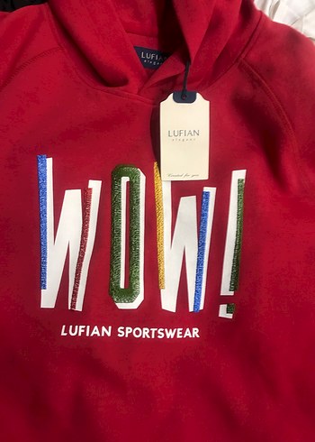 Kırmızı Kapüşonsuz Oversize Sweatshirt - Görsel 5