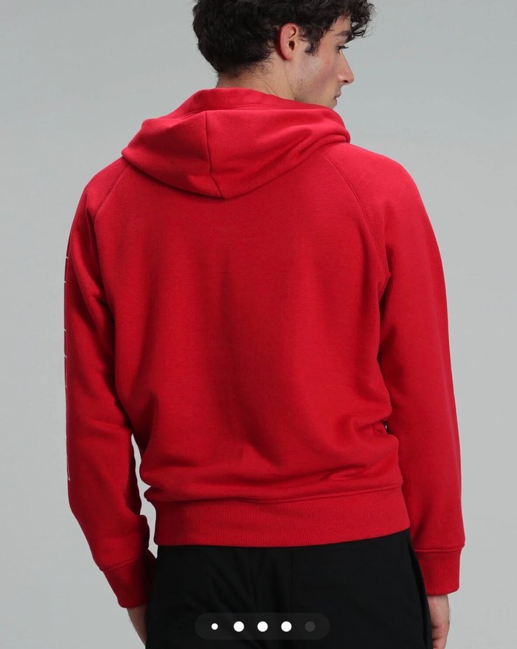 Kırmızı Kapüşonsuz Oversize Sweatshirt - Görsel 4