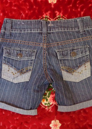 Çizgili Vintage Mini Şort - Görsel 3