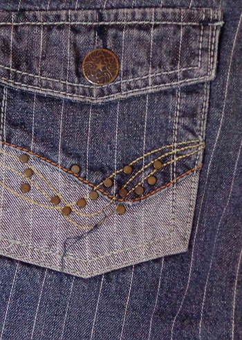 Çizgili Vintage Mini Şort - Görsel 4