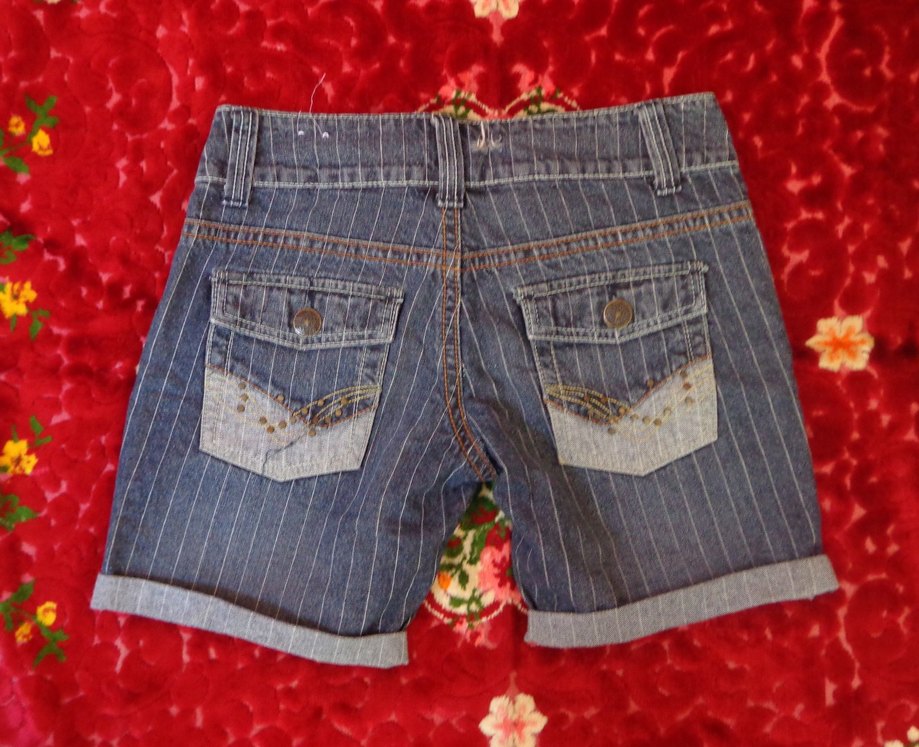 Çizgili Vintage Mini Şort - Görsel 3