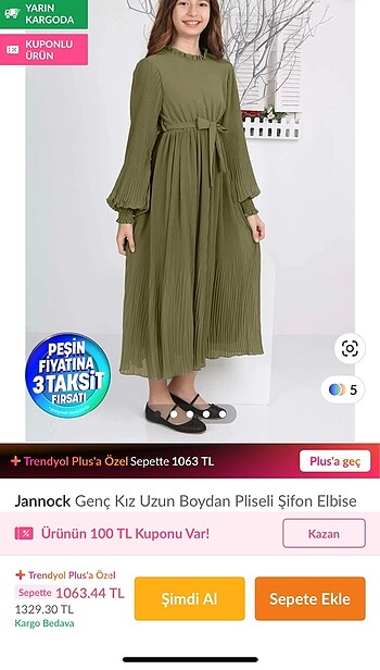 Kına yeşili (haki) kiz çocuk elbise