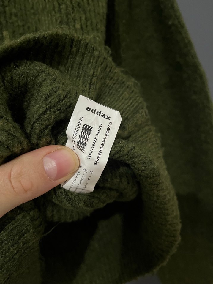 Kadın Haki Boğazlı Triko Kazak - Görsel 2