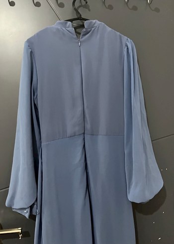 Drapeli Mavi Uzun Kadın Abiye - Görsel 4