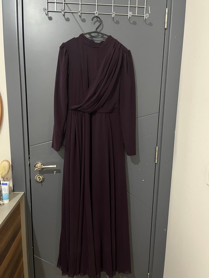 Uzun Mor Drapeli Kadın Abiye - Görsel 3