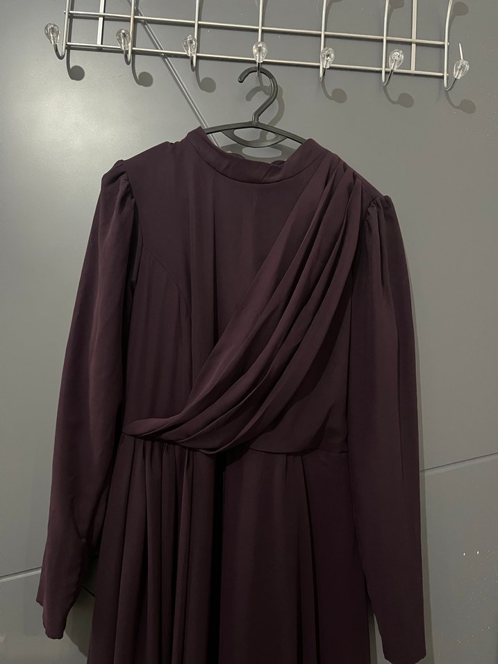 Uzun Mor Drapeli Kadın Abiye - Görsel 2