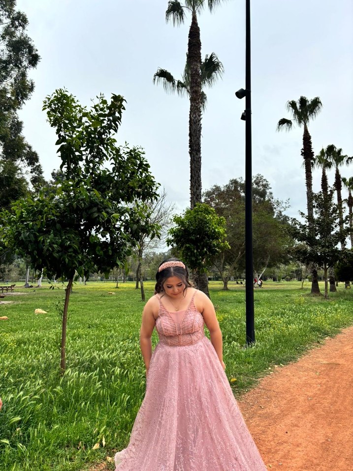 Dantel Detaylı Pembe Uzun Gelinlik - Görsel 4