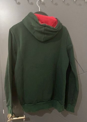 Erkek Haki Baskılı Kapüşonlu Sweatshirt - Görsel 3