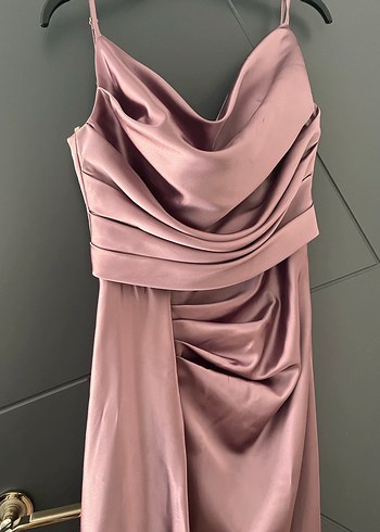 Bordo Drapeli Uzun Abiye Elbise - Görsel 3