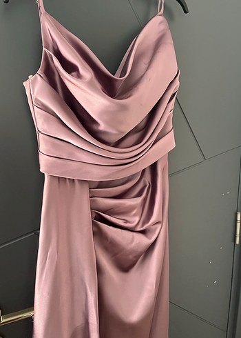 Bordo Drapeli Uzun Abiye Elbise - Görsel 5