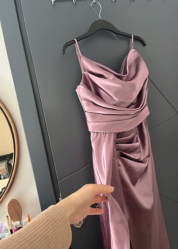 Bordo Drapeli Uzun Abiye Elbise - Görsel 6