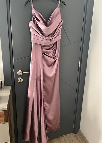 Bordo Drapeli Uzun Abiye Elbise - Görsel 4