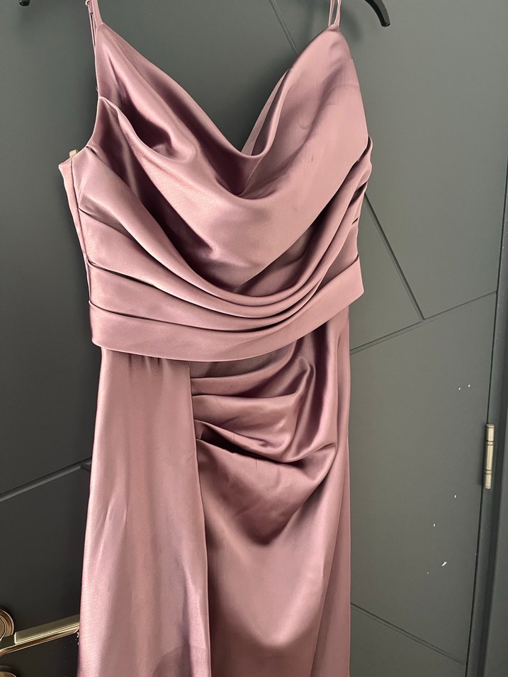 Bordo Drapeli Uzun Abiye Elbise - Görsel 5