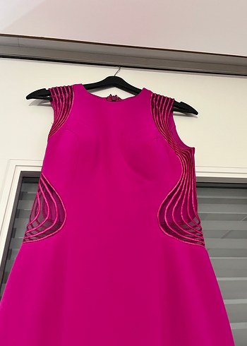 Pembe Drapeli Uzun Abiye Elbise - Görsel 6