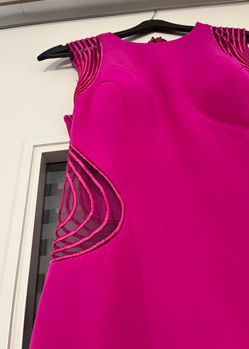 Pembe Drapeli Uzun Abiye Elbise - Görsel 5