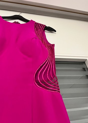 Pembe Drapeli Uzun Abiye Elbise - Görsel 4