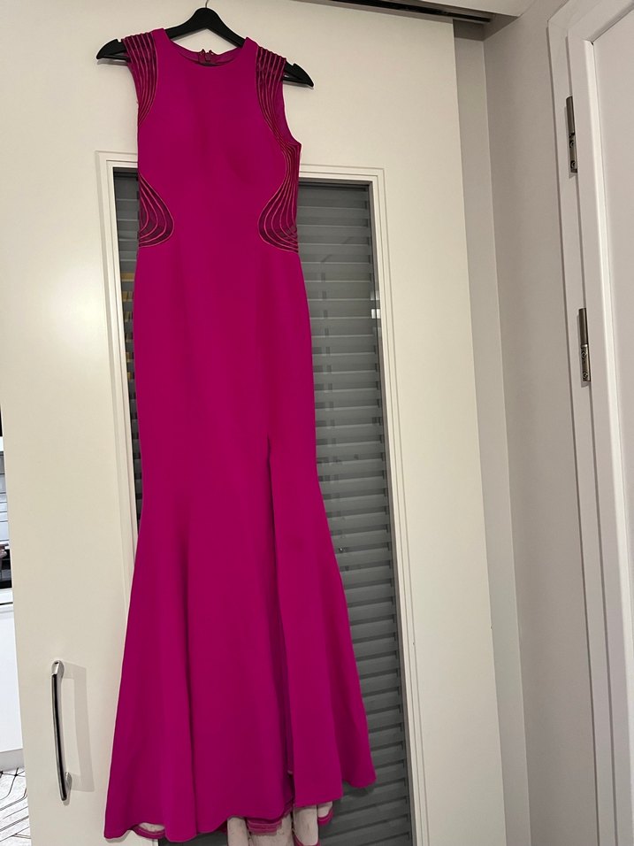 Pembe Drapeli Uzun Abiye Elbise - Görsel 2