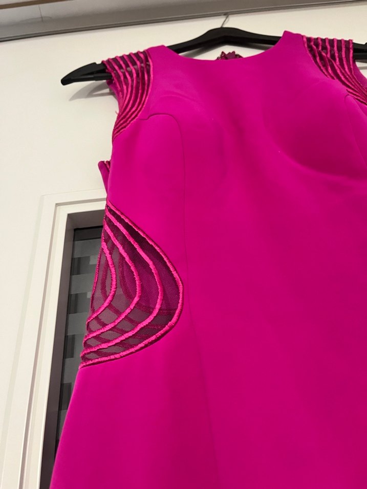 Pembe Drapeli Uzun Abiye Elbise - Görsel 5