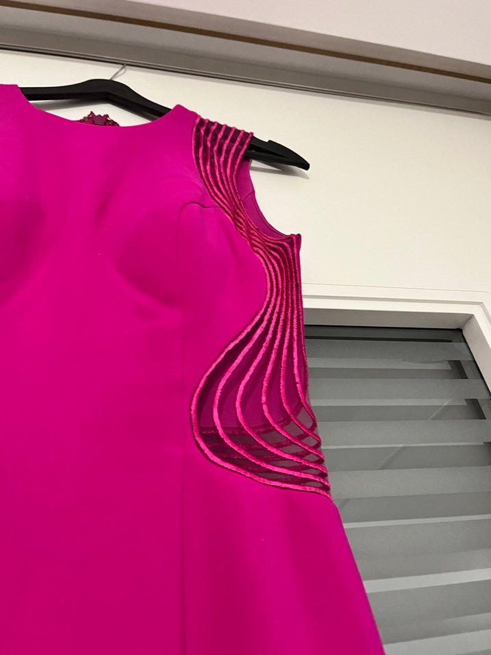 Pembe Drapeli Uzun Abiye Elbise - Görsel 4