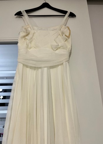 Beyaz A-Line Uzun Gelinlik - Görsel 5